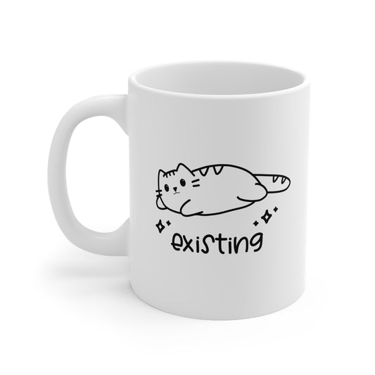 "Existing" Cat Mug – The Perfect Sip of Cozy Vibes